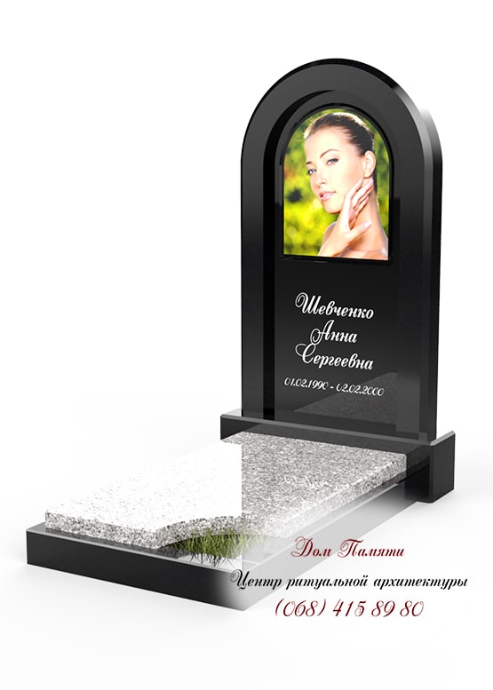 Вертикальная модель элитного памятника из гранита - ЕЛИТ001