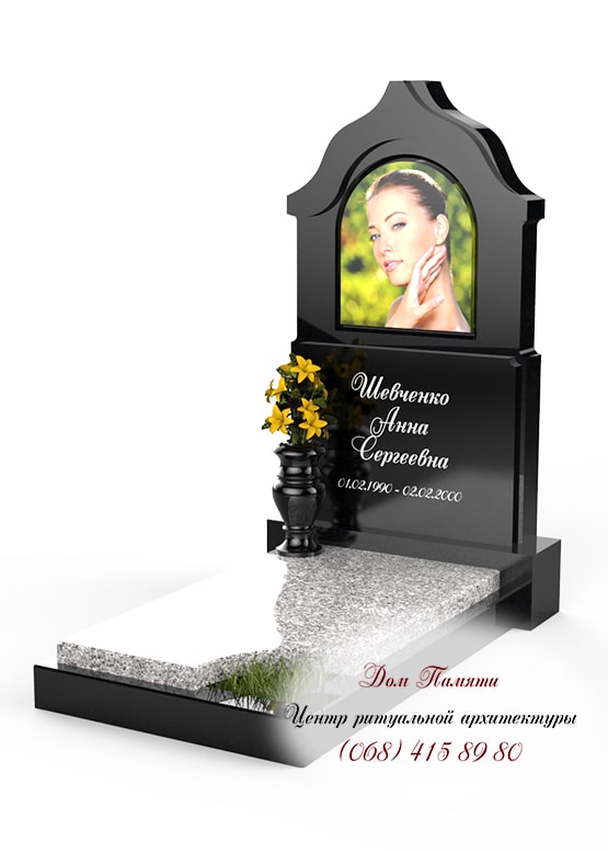 Вертикальная модель элитного памятника из гранита - ЕЛИТ005