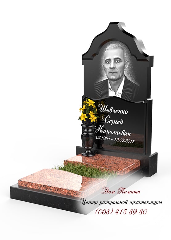 Вертикальная модель элитного памятника из гранита - ЕЛИТ007