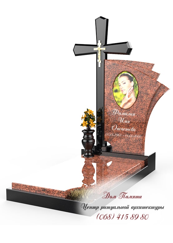 Вертикальная модель элитного памятника из гранита - ЕЛИТ029