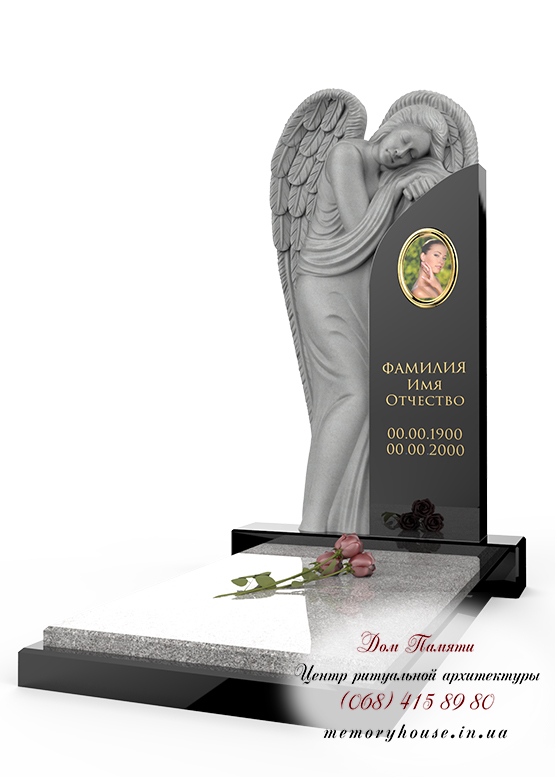 Памятник с ангелом из гранита - ПСА017