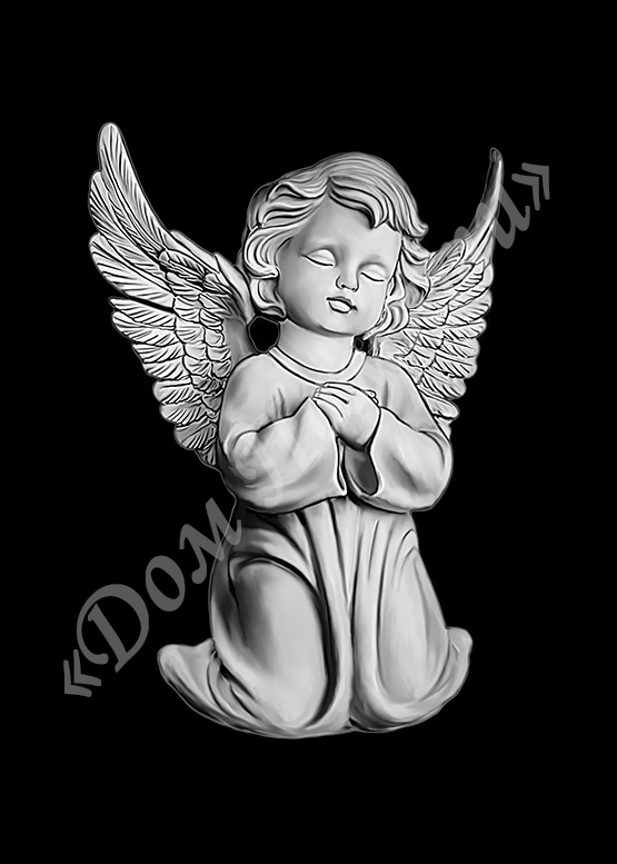 Ручная и машинная граверовка ангелов на граните - АНГ009