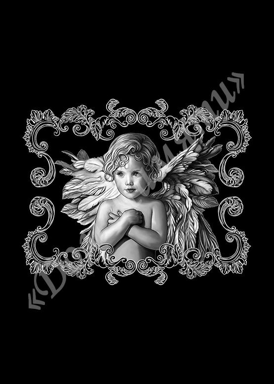 Ручная и машинная граверовка ангелов на граните - АНГ013