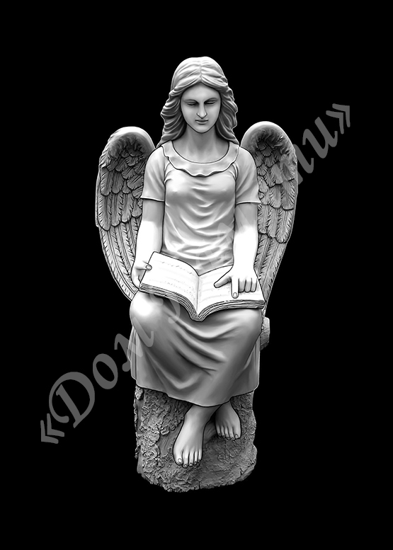 Ручная и машинная граверовка ангелов на граните - АНГ015