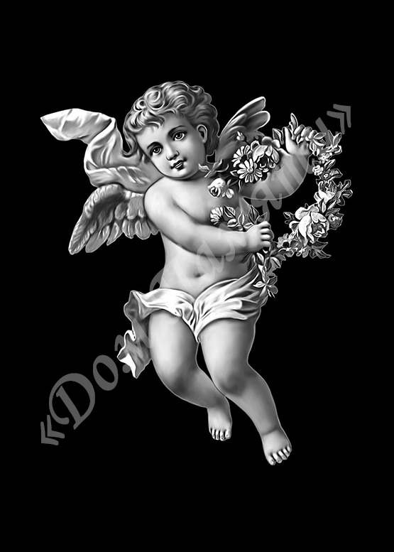 Ручная и машинная граверовка ангелов на граните - АНГ021