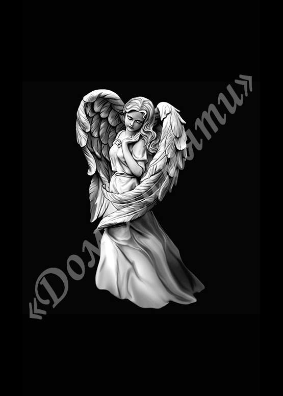 Ручная и машинная граверовка ангелов на граните - АНГ033