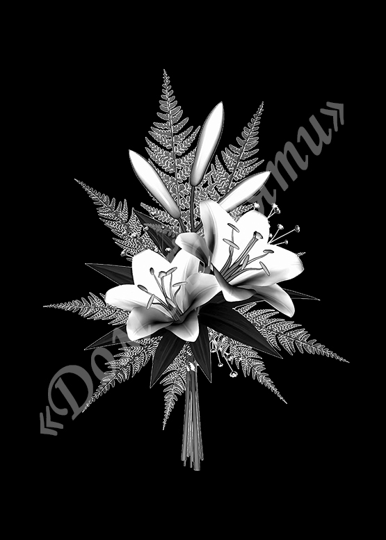 Ручная и машинная граверовка цветов на граните - ЦВТ007