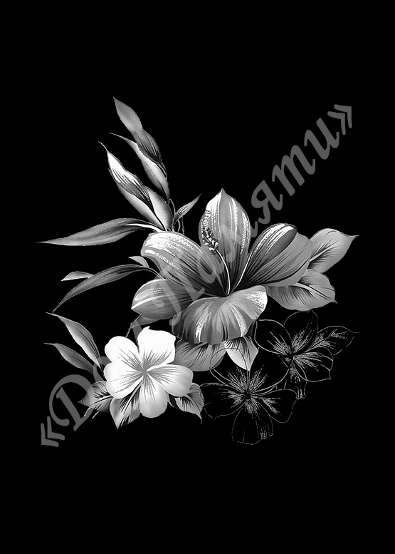 Ручная и машинная граверовка цветов на граните - ЦВТ009