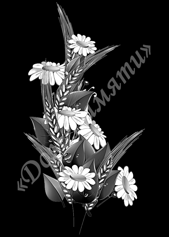 Ручная и машинная граверовка цветов на граните - ЦВТ013