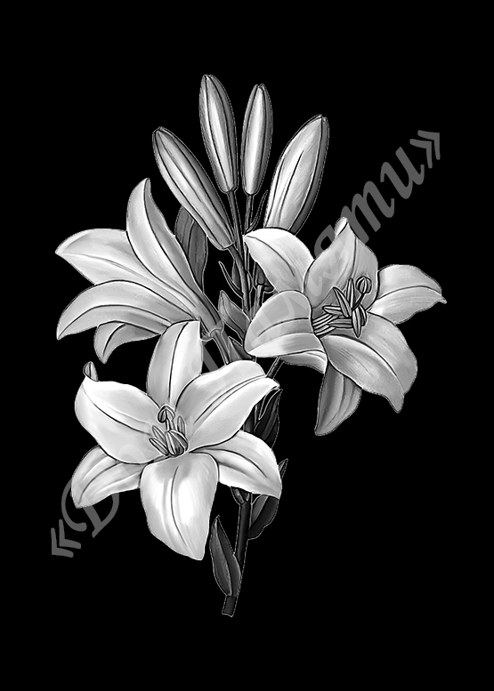 Ручная и машинная граверовка цветов на граните - ЦВТ016