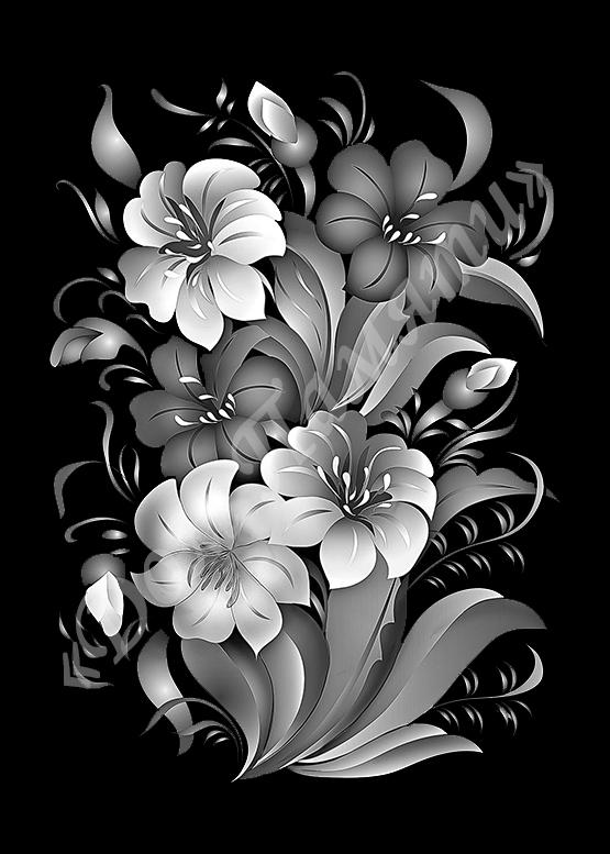 Ручная и машинная граверовка цветов на граните - ЦВТ025