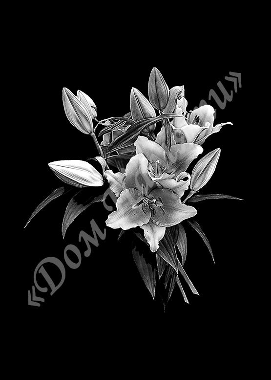 Ручная и машинная граверовка цветов на граните - ЦВТ032