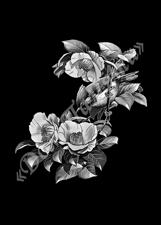 Ручная и машинная граверовка цветов на граните - ЦВТ035