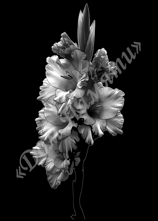 Ручная и машинная граверовка цветов на граните - ЦВТ042