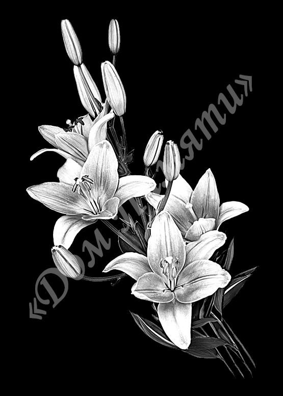 Ручная и машинная граверовка цветов на граните - ЦВТ052