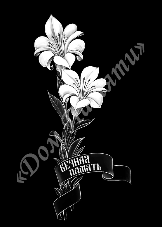 Ручная и машинная граверовка цветов на граните - ЦВТ057