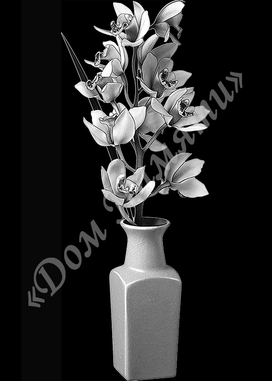 Ручная и машинная граверовка цветов на граните - ЦВТ063