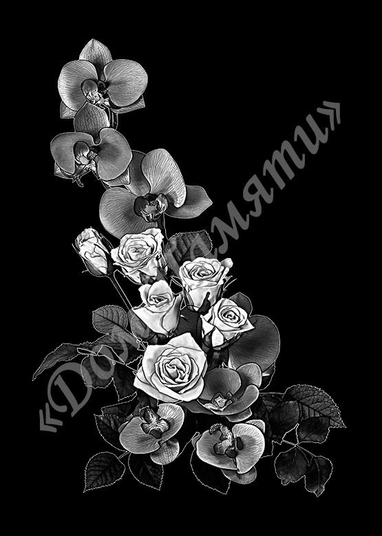 Ручная и машинная граверовка цветов на граните - ЦВТ067