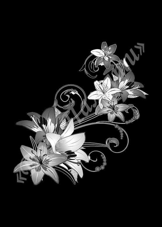 Ручная и машинная граверовка цветов на граните - ЦВТ069