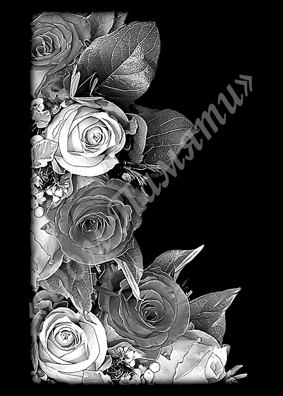 Ручная и машинная граверовка цветов на граните - ЦВТ073