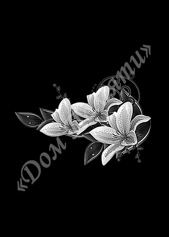 Ручная и машинная граверовка цветов на граните - ЦВТ086