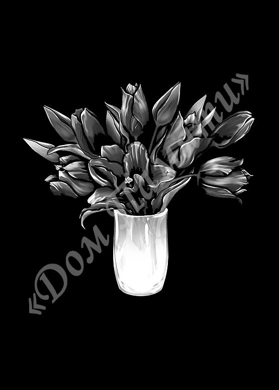 Ручная и машинная граверовка цветов на граните - ЦВТ087