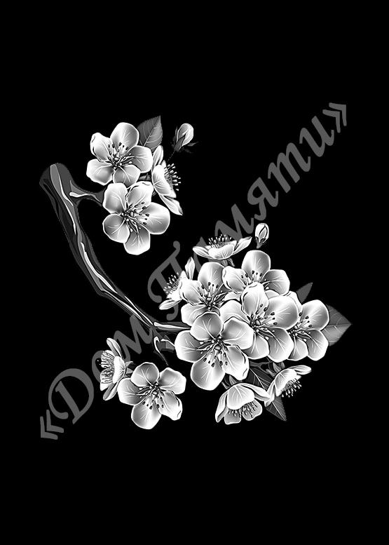 Ручная и машинная граверовка цветов на граните - ЦВТ090