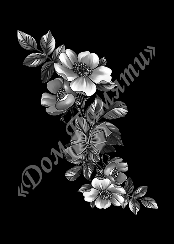 Ручная и машинная граверовка цветов на граните - ЦВТ094