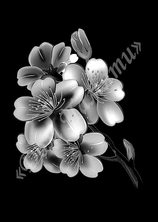 Ручная и машинная граверовка цветов на граните - ЦВТ095