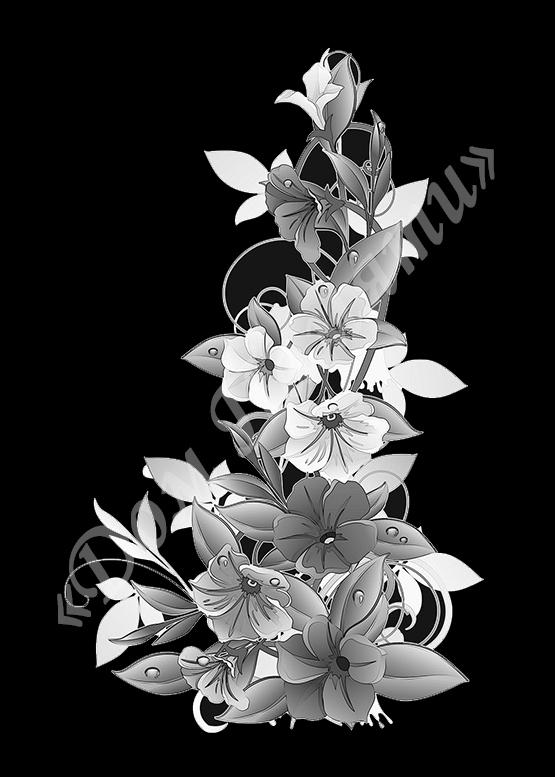 Ручная и машинная граверовка цветов на граните - ЦВТ096