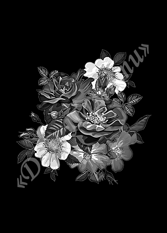 Ручная и машинная граверовка цветов на граните - ЦВТ098