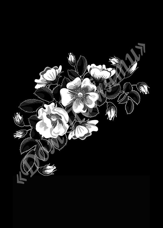 Ручная и машинная граверовка цветов на граните - ЦВТ099