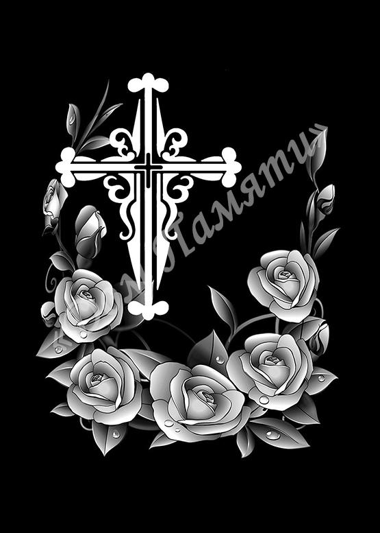 Ручная и машинная граверовка крестов на граните - КРТ053